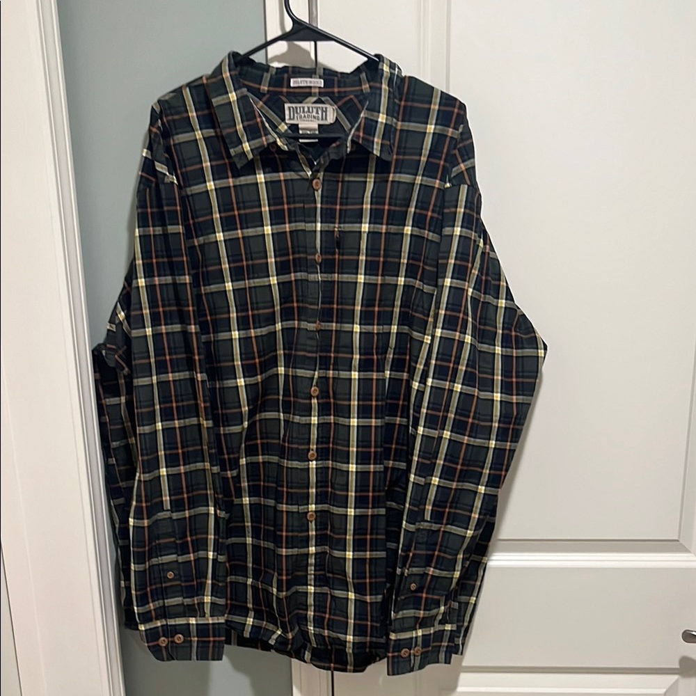 2XLT Duluth Trading Co. Plaid Button-Up Shirt